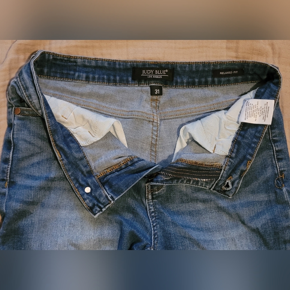 Judy Blue Relaxed Fit Dark Wash Distressed Jeans Size 31 - Picture 3 of 10